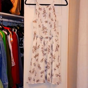 Cream colored dress with lavender flower print.